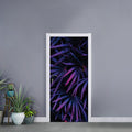 Violet Tropical Leaves Print Door Sticker