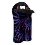 Violet Tropical Leaves Print Double Neoprene Wine Tote
