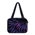 Violet Tropical Leaves Print Double Strap Bible Bag