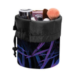 Violet Tropical Leaves Print Drawstring Makeup Bag