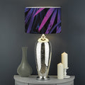 Violet Tropical Leaves Print Drum Lamp Shade