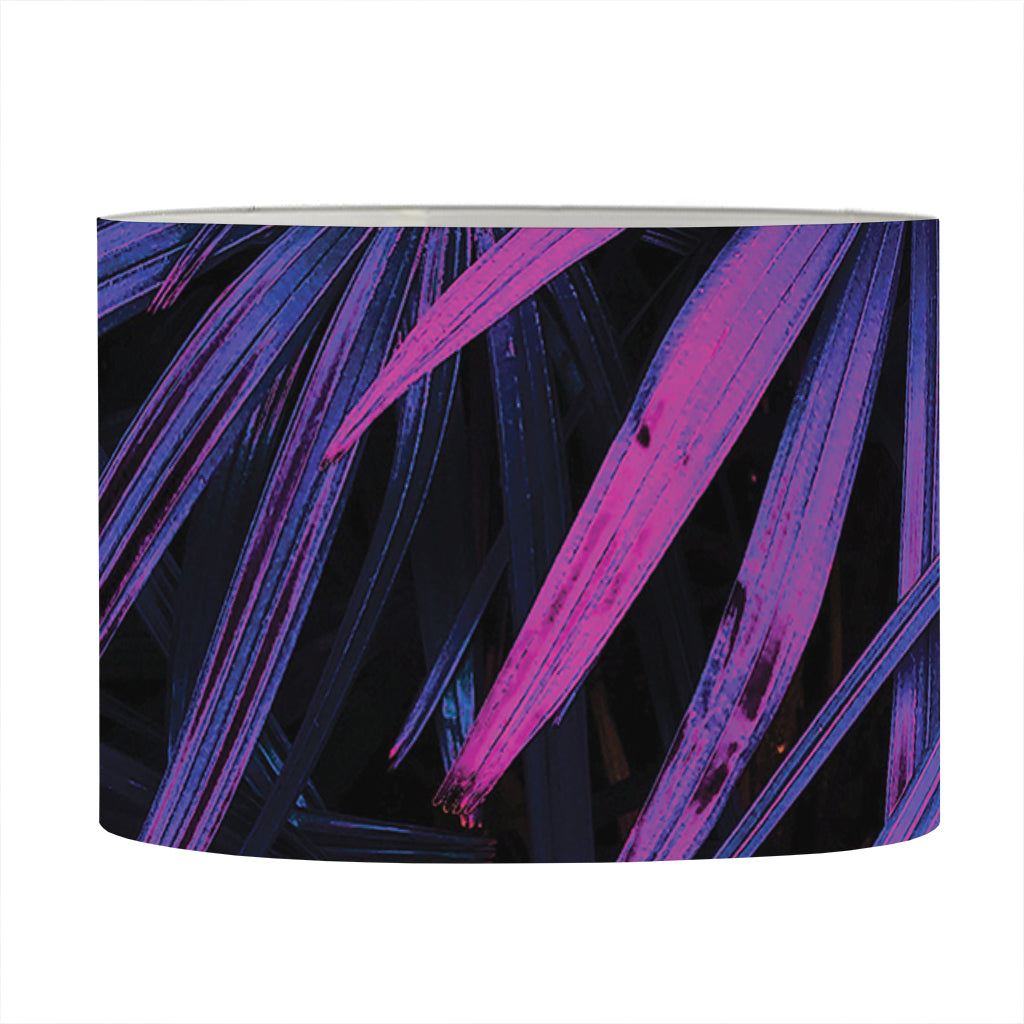 Violet Tropical Leaves Print Drum Lamp Shade