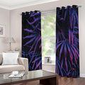 Violet Tropical Leaves Print Extra Wide Grommet Curtains