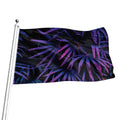 Violet Tropical Leaves Print Flag
