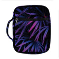 Violet Tropical Leaves Print Front Pocket Bible Bag