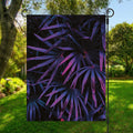 Violet Tropical Leaves Print Garden Flag