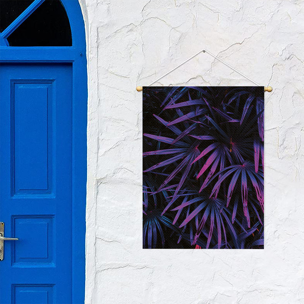 Violet Tropical Leaves Print Garden Flag