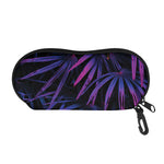 Violet Tropical Leaves Print Glasses Case