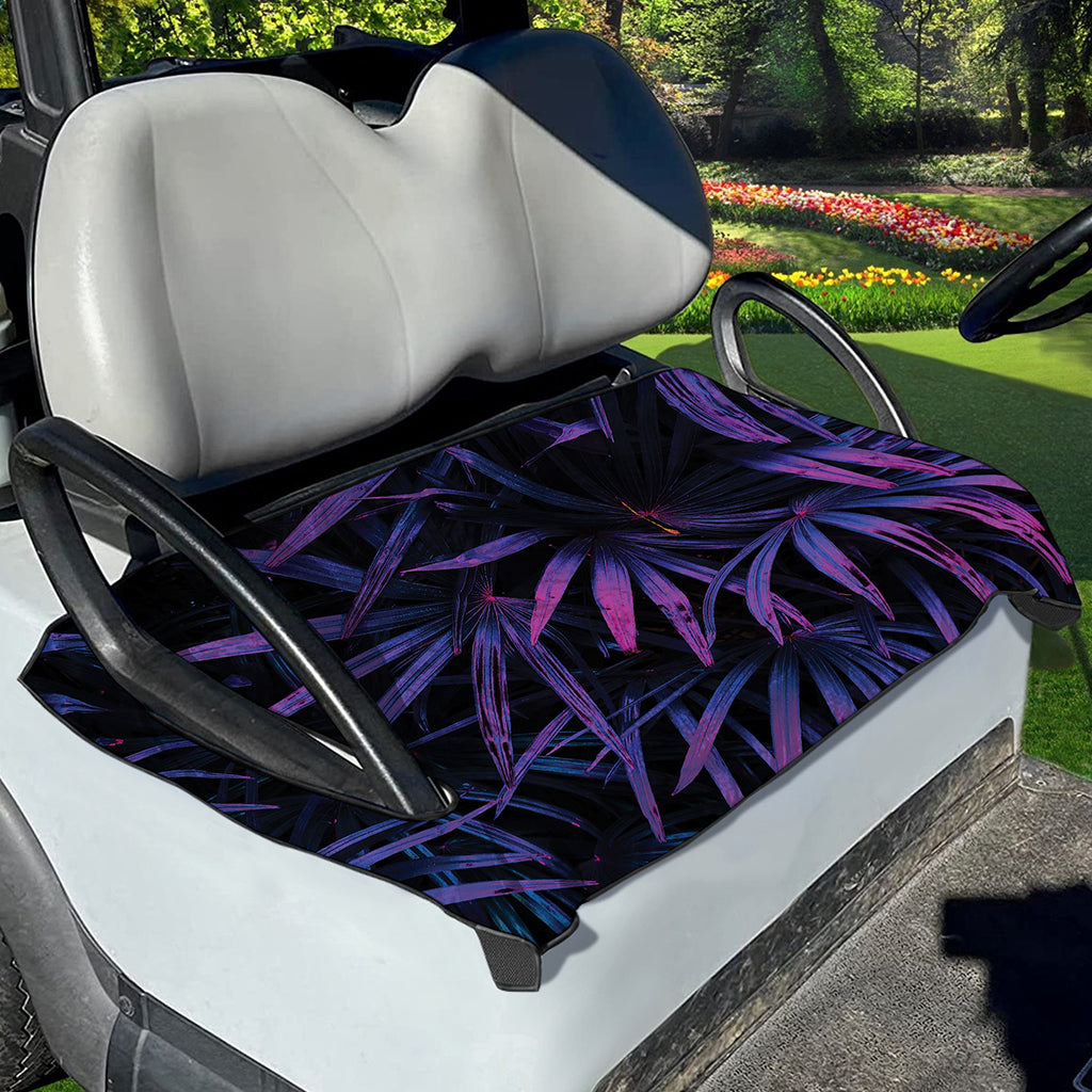 Violet Tropical Leaves Print Golf Cart Seat Cover