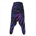 Violet Tropical Leaves Print Hammer Pants