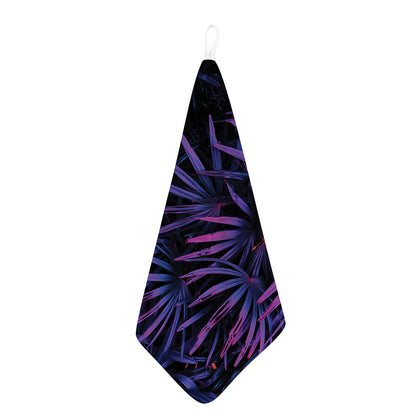 Violet Tropical Leaves Print Hand Towel