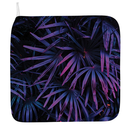 Violet Tropical Leaves Print Hand Towel