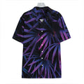 Violet Tropical Leaves Print Hawaiian Shirt