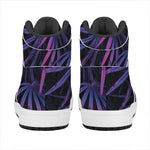 Violet Tropical Leaves Print High Top Leather Sneakers