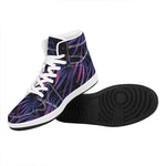 Violet Tropical Leaves Print High Top Leather Sneakers
