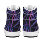 Violet Tropical Leaves Print High Top Leather Sneakers