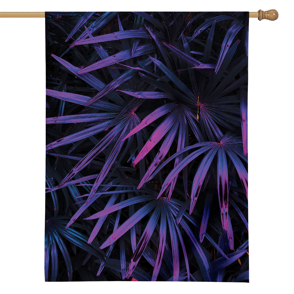 Violet Tropical Leaves Print House Flag