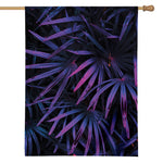 Violet Tropical Leaves Print House Flag