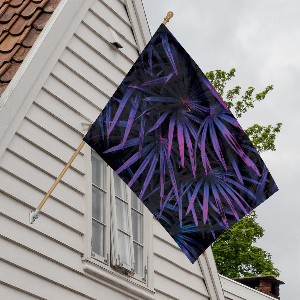 Violet Tropical Leaves Print House Flag