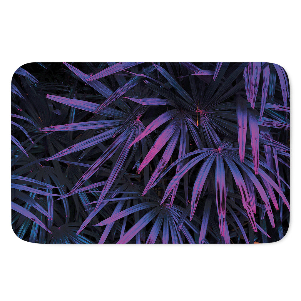 Violet Tropical Leaves Print Indoor Door Mat