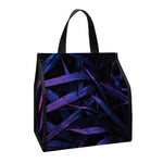 Violet Tropical Leaves Print Insulated Lunch Tote