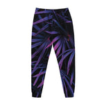 Violet Tropical Leaves Print Jogger Pants