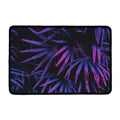 Violet Tropical Leaves Print Kitchen Mat