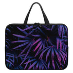 Violet Tropical Leaves Print Laptop Sleeve With Handle