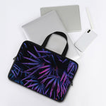 Violet Tropical Leaves Print Laptop Sleeve With Handle
