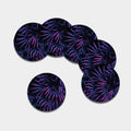 Violet Tropical Leaves Print Leather Coaster Set