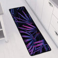 Violet Tropical Leaves Print Long Kitchen Mat