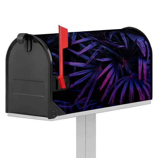 Violet Tropical Leaves Print Mailbox Cover