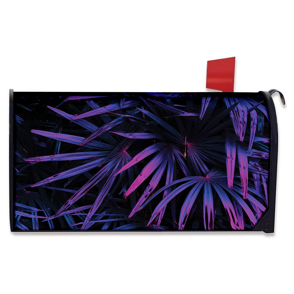 Violet Tropical Leaves Print Mailbox Cover