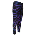 Violet Tropical Leaves Print Men's Compression Pants