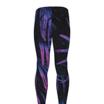 Violet Tropical Leaves Print Men's leggings
