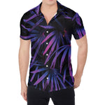 Violet Tropical Leaves Print Men's Shirt