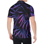 Violet Tropical Leaves Print Men's Shirt