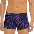 Violet Tropical Leaves Print Men's Short Boxer Briefs