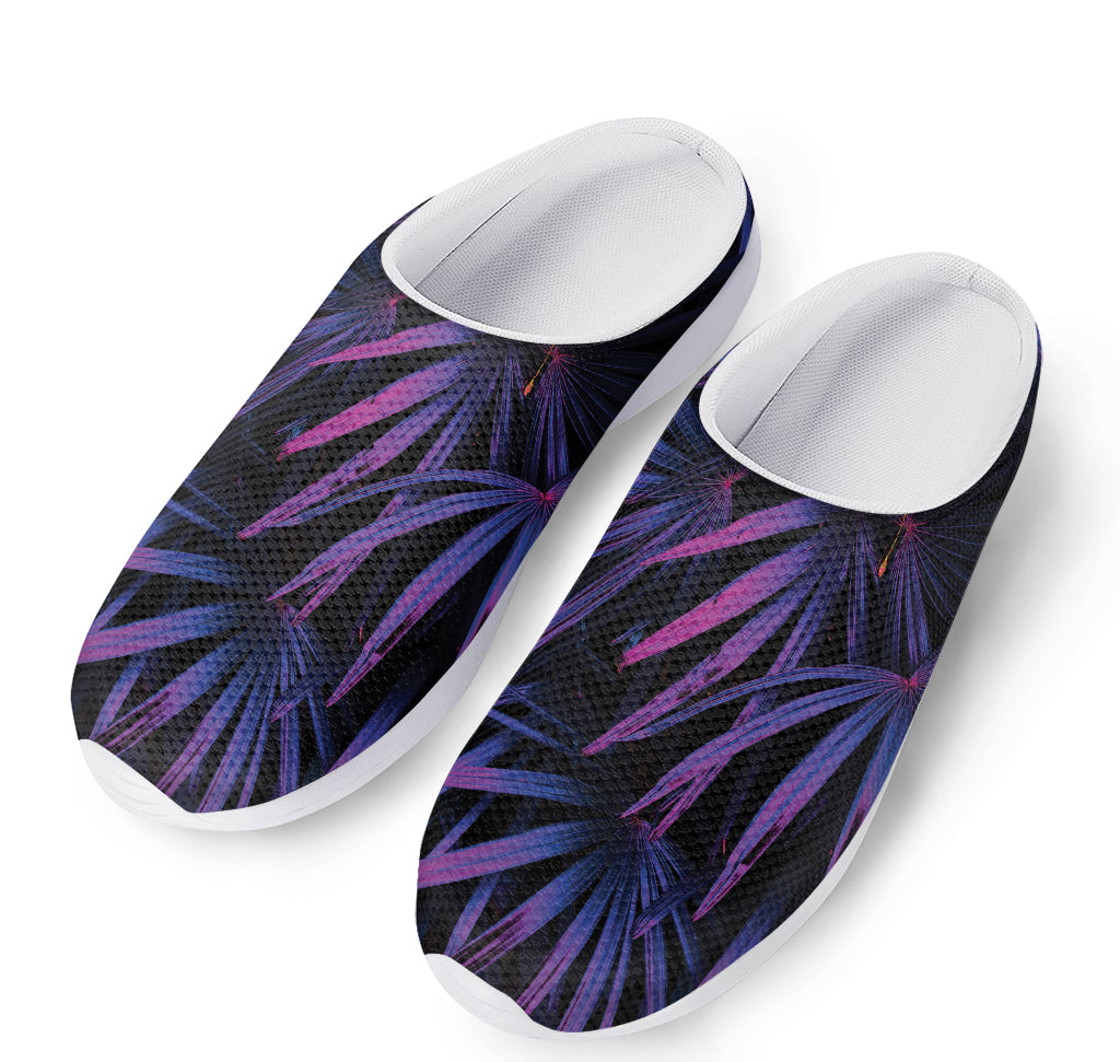 Violet Tropical Leaves Print Mesh Casual Shoes