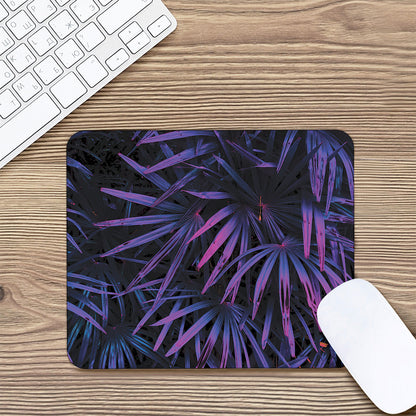 Violet Tropical Leaves Print Mouse Pad
