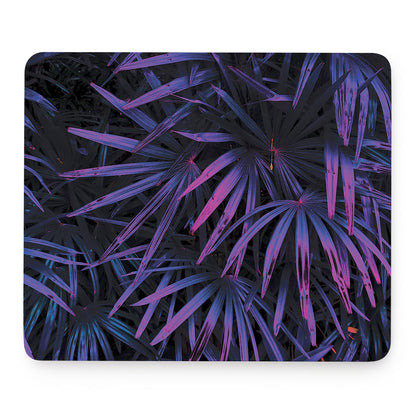 Violet Tropical Leaves Print Mouse Pad