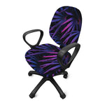 Violet Tropical Leaves Print Office Chair Cover