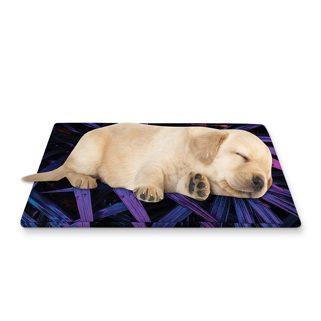 Violet Tropical Leaves Print Pet Cooling Mat Cover