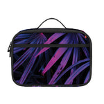 Violet Tropical Leaves Print Portable Lunch Bag