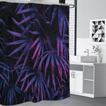 Violet Tropical Leaves Print Premium Shower Curtain