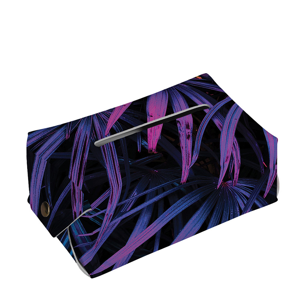 Violet Tropical Leaves Print Rectangle Tissue Box Cover