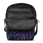 Violet Tropical Leaves Print Rectangular Crossbody Bag