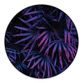 Violet Tropical Leaves Print Round Floor Mat