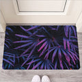 Violet Tropical Leaves Print Rubber Doormat