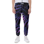 Violet Tropical Leaves Print Scuba Joggers